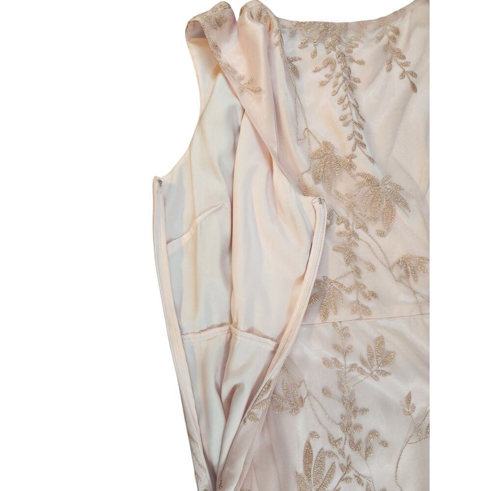 Tahari Arthur S. Levine ASL dress sz 14 pink metallic embroider sheer lined - Picture 10 of 16